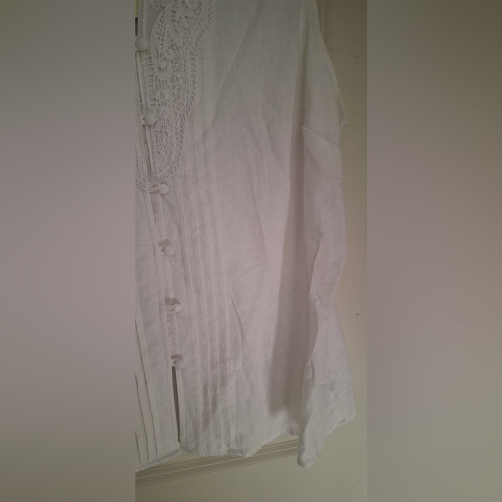 Rose & thyme Elegant White linen rayon Sleeveless Top 1x seacore beach summer - Picture 6 of 11